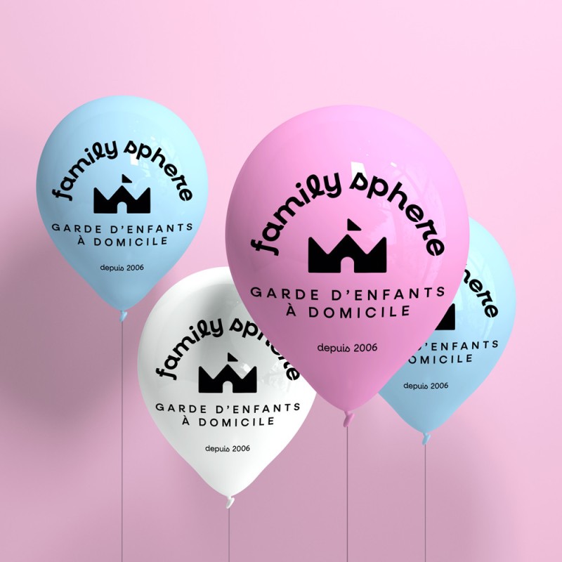 Lot de 60 ballons bleu-blanc-rose